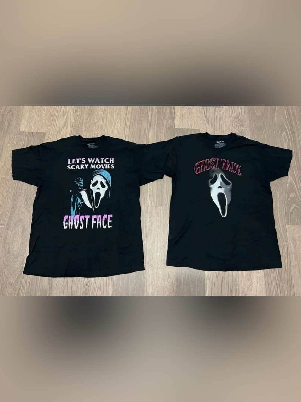 XL Mens GHOSTFACE Black Tee Shirt Top Lot 2 Scream Scary Movies Horror Halloween